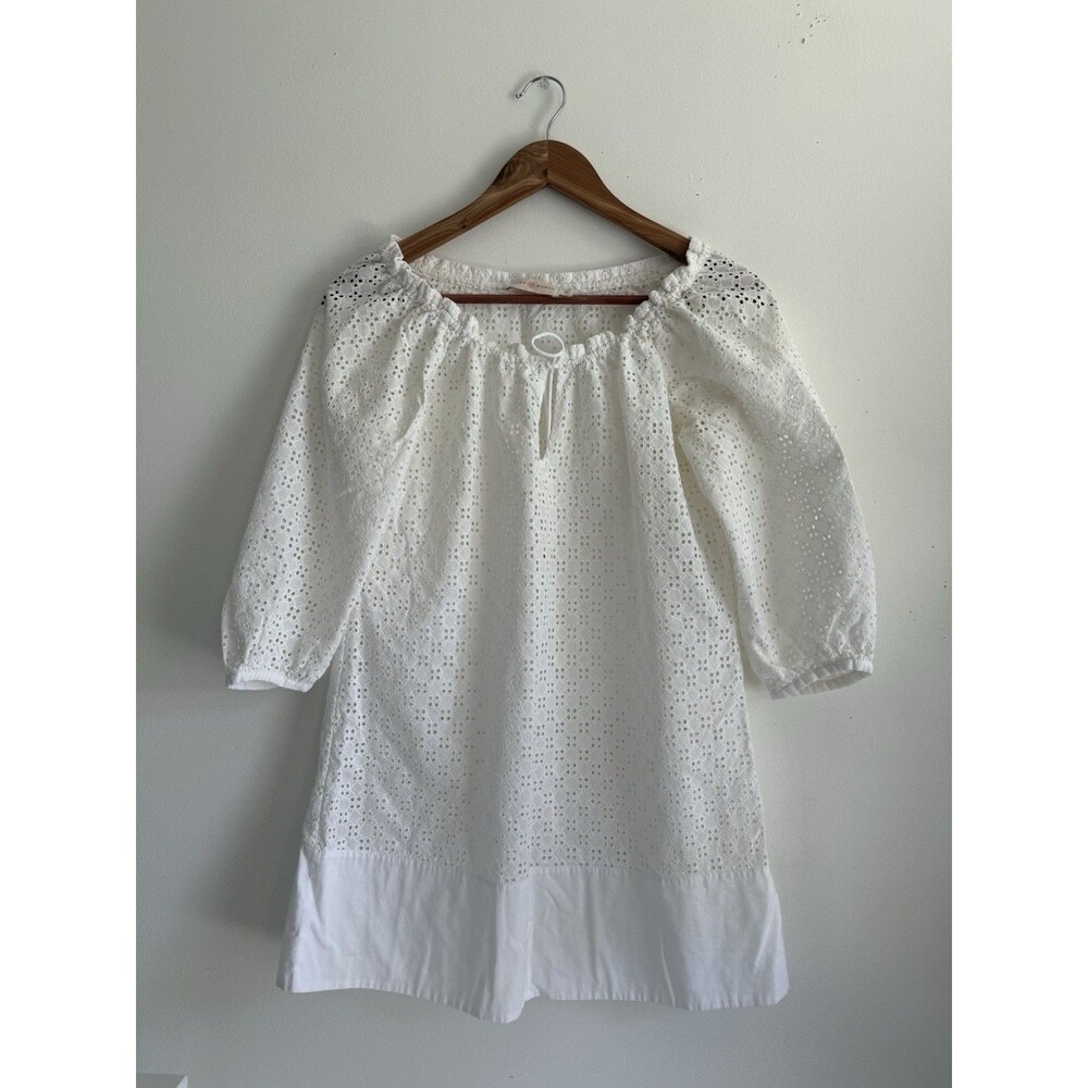 Tory Burch Women’s White Eyelet Cotton Tunic Mini Dress Top Size XS